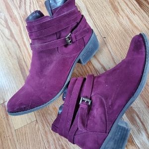 Just fab cranberry ankle booties